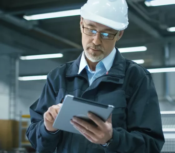 Employee using a handheld device