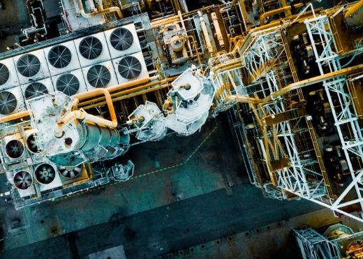 Industrial site from above birds eye view
