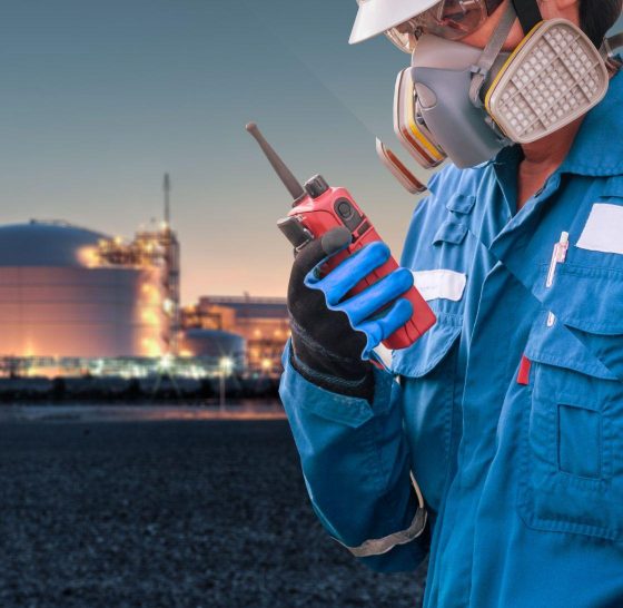 Industrial worker using modern technology