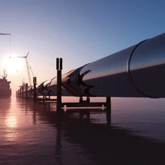 Oil pipelines at dusk